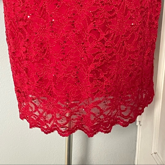 BLU SAGE Red Sequins Floral Lace Women’s Midi Dress Size 20W - Picture 5 of 15